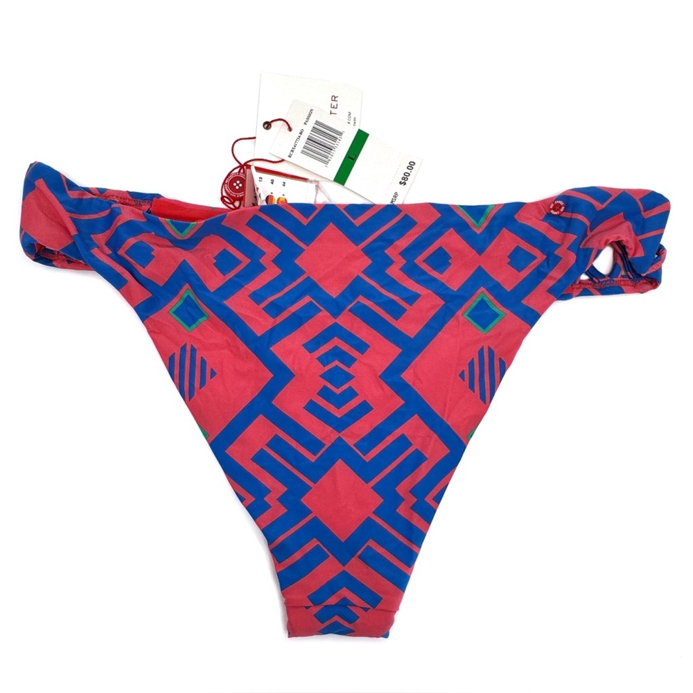 Red Carter Geometric Lattice Hipster Bikini Bottom Size 10 - Picture 4 of 11